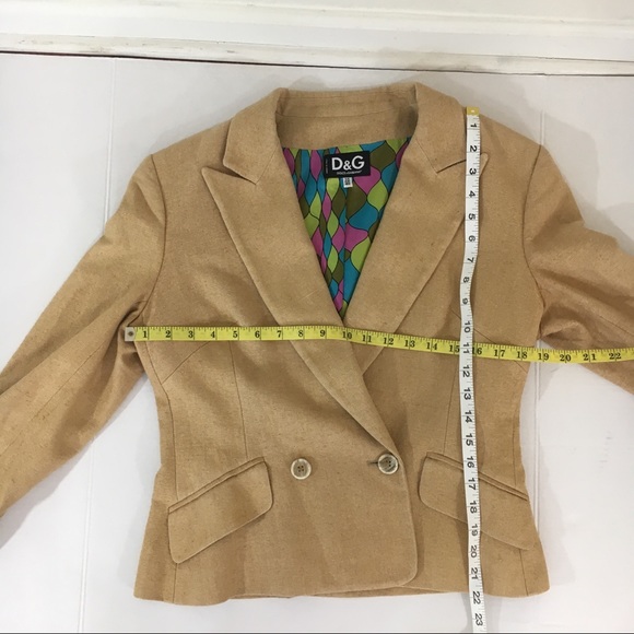 Vintage D&G Dolce & Gabbana Tan Linen blazer 32 10 - Picture 4 of 7